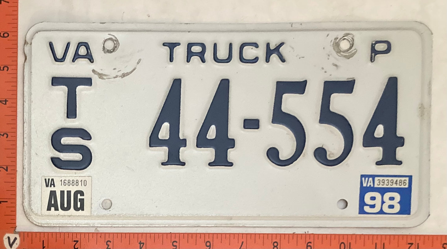 1998 Virginia #T/S 44-554 Truck License Plate