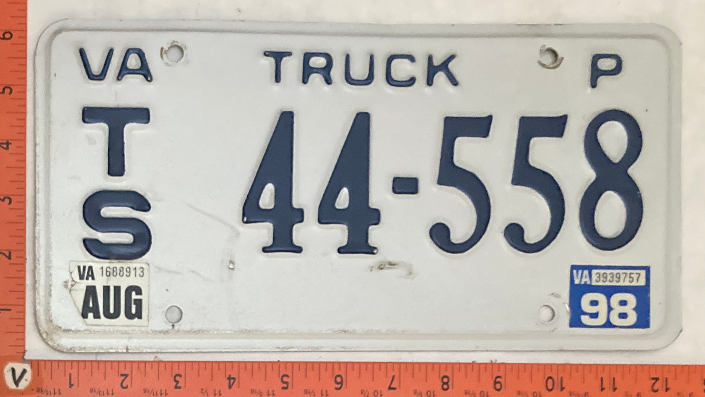 1998 Virginia #T/S 44-558 Truck License Plate