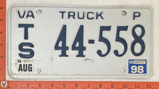 1998 Virginia #T/S 44-558 Truck License Plate
