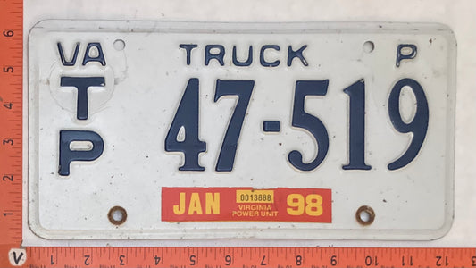 1998 Virginia #T/P 47-519 Truck License Plate