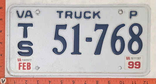 1999 Virginia #T/S 51-768 Truck License Plate
