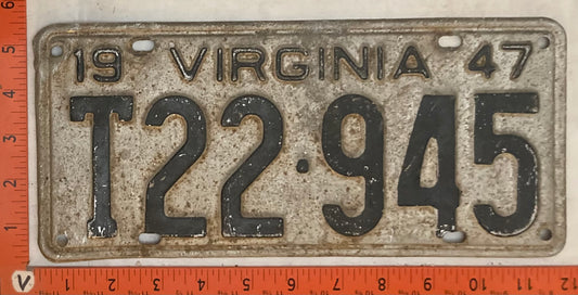 1947 Virginia #T22-945 Truck License Plate