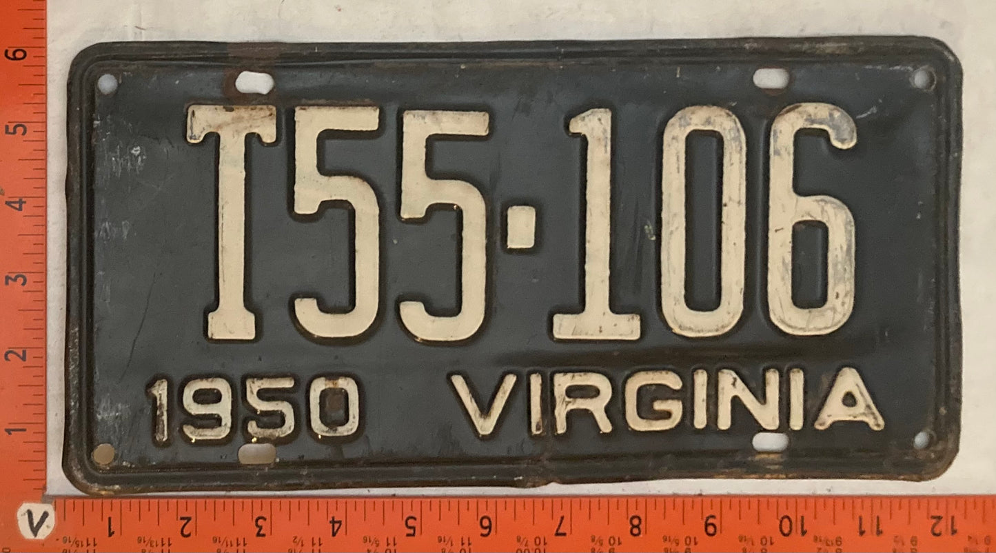 1950 Virginia #T55-106 Truck License Plate