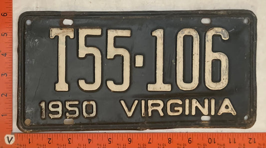 1950 Virginia #T55-106 Truck License Plate