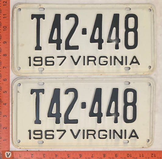 1967 Virginia #T42-448 Truck License Plate (Pair)
