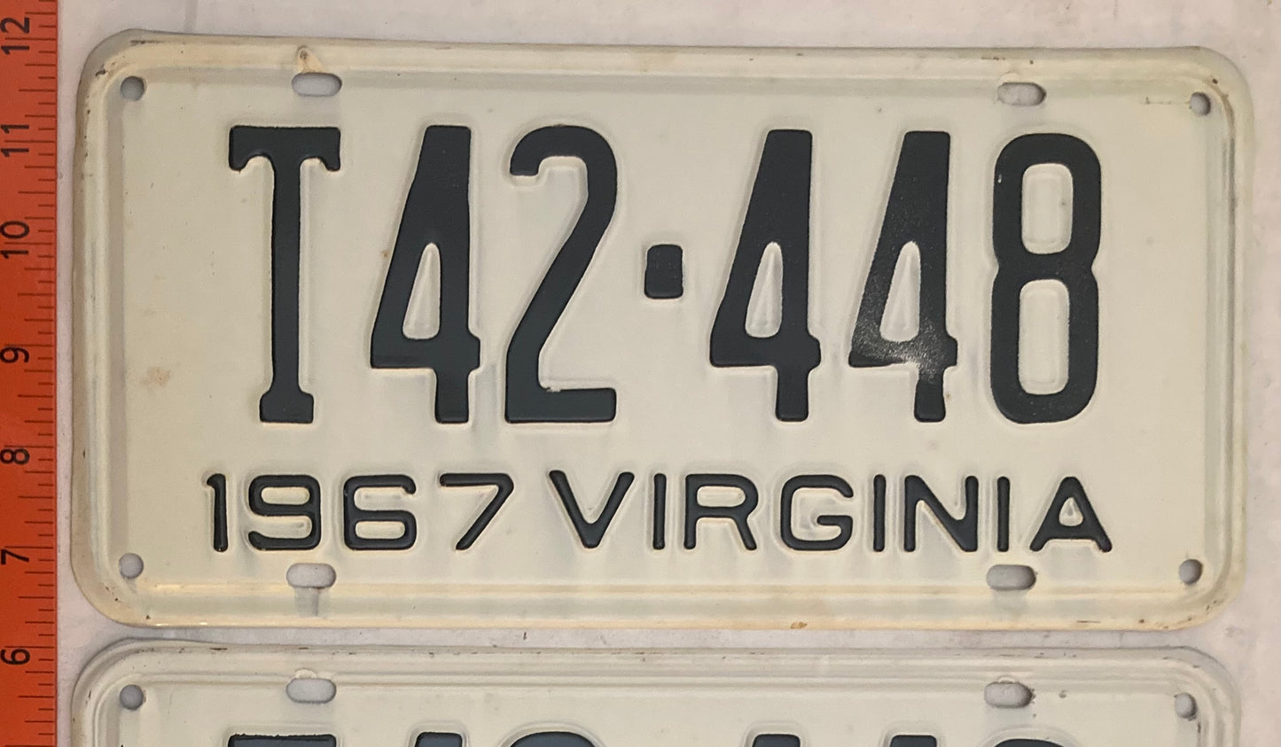 1967 Virginia #T42-448 Truck License Plate (Pair)