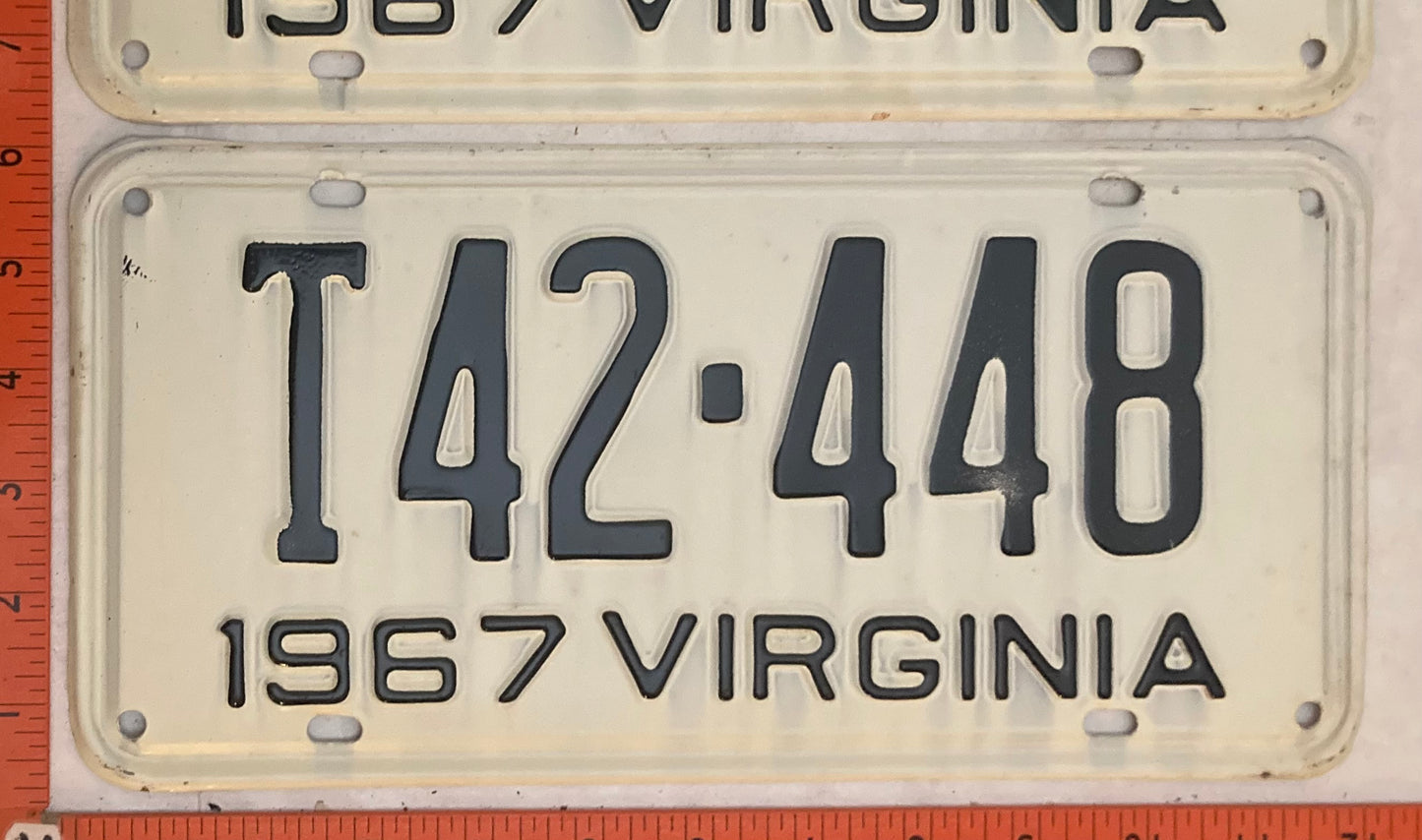 1967 Virginia #T42-448 Truck License Plate (Pair)