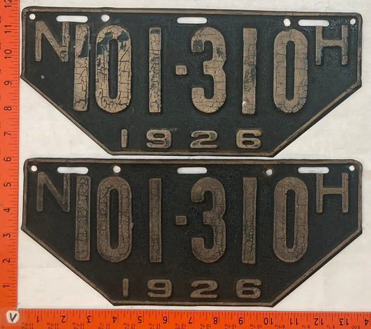 1926 New Hampshire #101-310 Passenger License Plate (Non-Resident) (Pair)