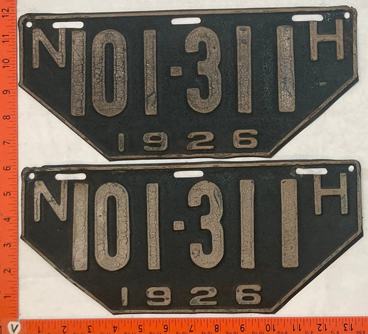 1926 New Hampshire #101-311 Passenger License Plate (Non-Resident) (Pair)