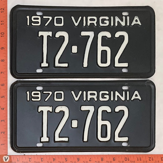 1970 Virginia #T2-762 Truck License Plate (Pair)