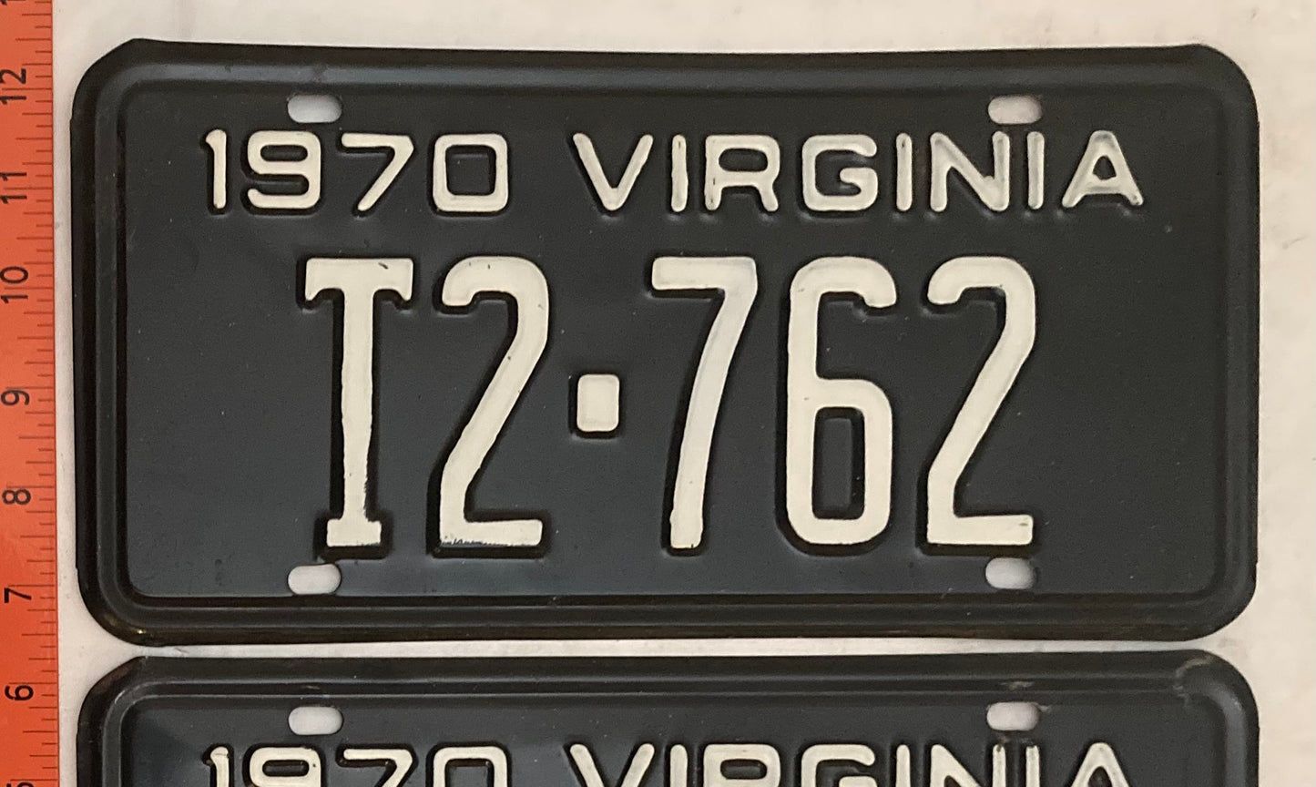 1970 Virginia #T2-762 Truck License Plate (Pair)