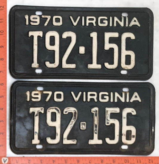 1970 Virginia #T92-156 Truck License Plate (Pair)