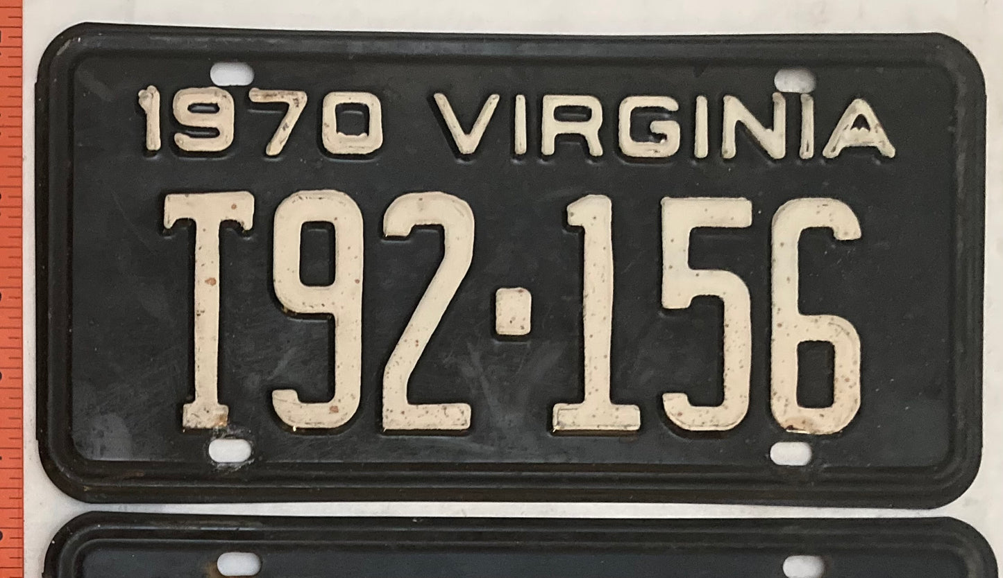 1970 Virginia #T92-156 Truck License Plate (Pair)
