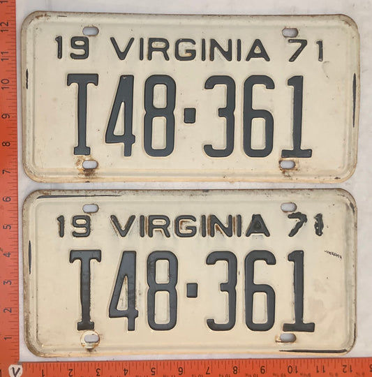 1971 Virginia #T48-361 Truck License Plate (Pair)