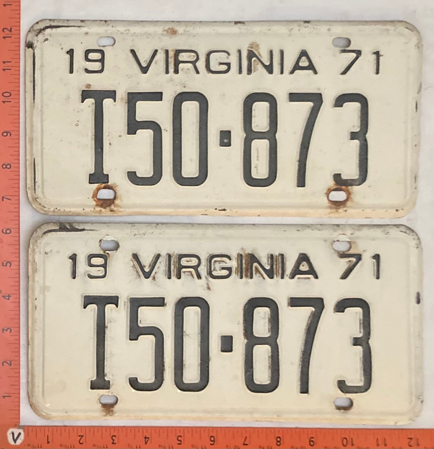 1971 Virginia #T50-873 Truck License Plate (Pair)