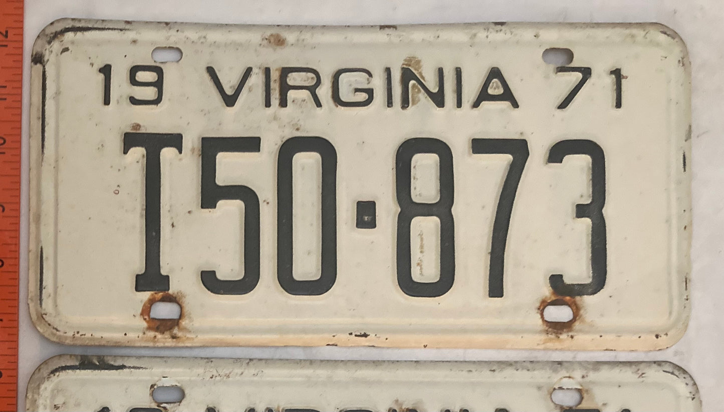 1971 Virginia #T50-873 Truck License Plate (Pair)