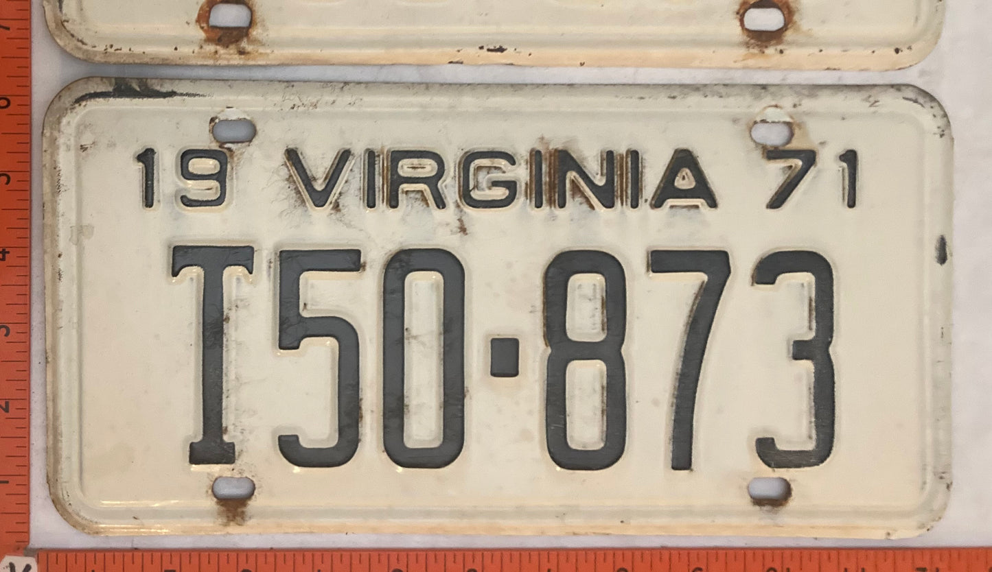 1971 Virginia #T50-873 Truck License Plate (Pair)