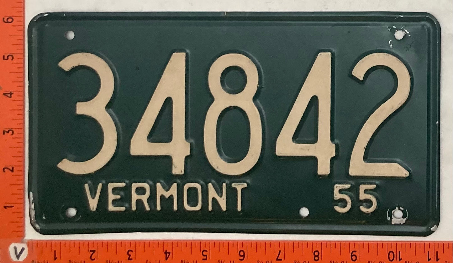 1955 Vermont #34842 Passenger License Plate
