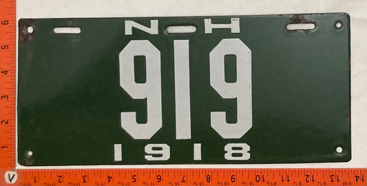 1918 New Hampshire #919 Passenger License Plate