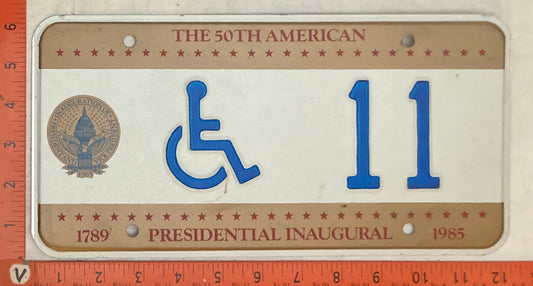 1985 Washington, DC # 11 Handicapped Presidential Inaugural License Plate