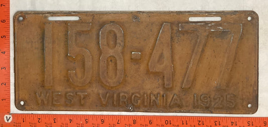 1925 West Virginia #158-477 Passenger License Plate