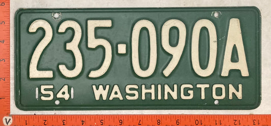 1954 Washington #235-090A Passenger License Plate
