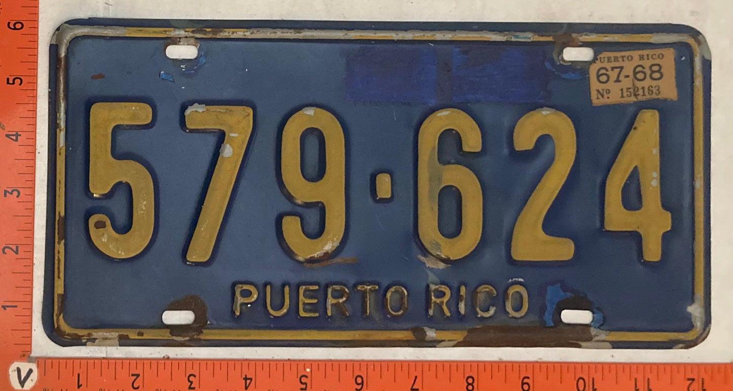 1968 Puerto Rico #579-525 Passenger License Plate