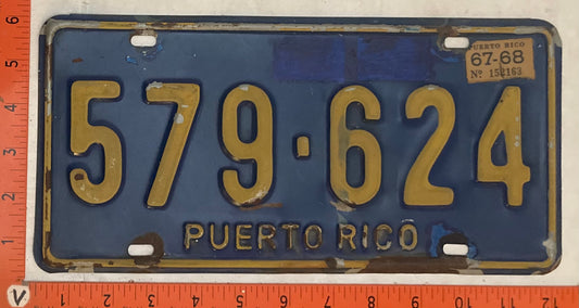 1968 Puerto Rico #579-525 Passenger License Plate