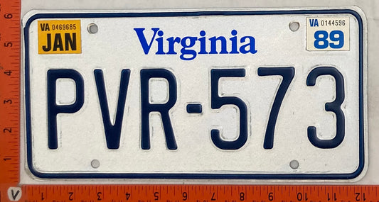 1989 Virginia #PVR-573 Passenger License Plate