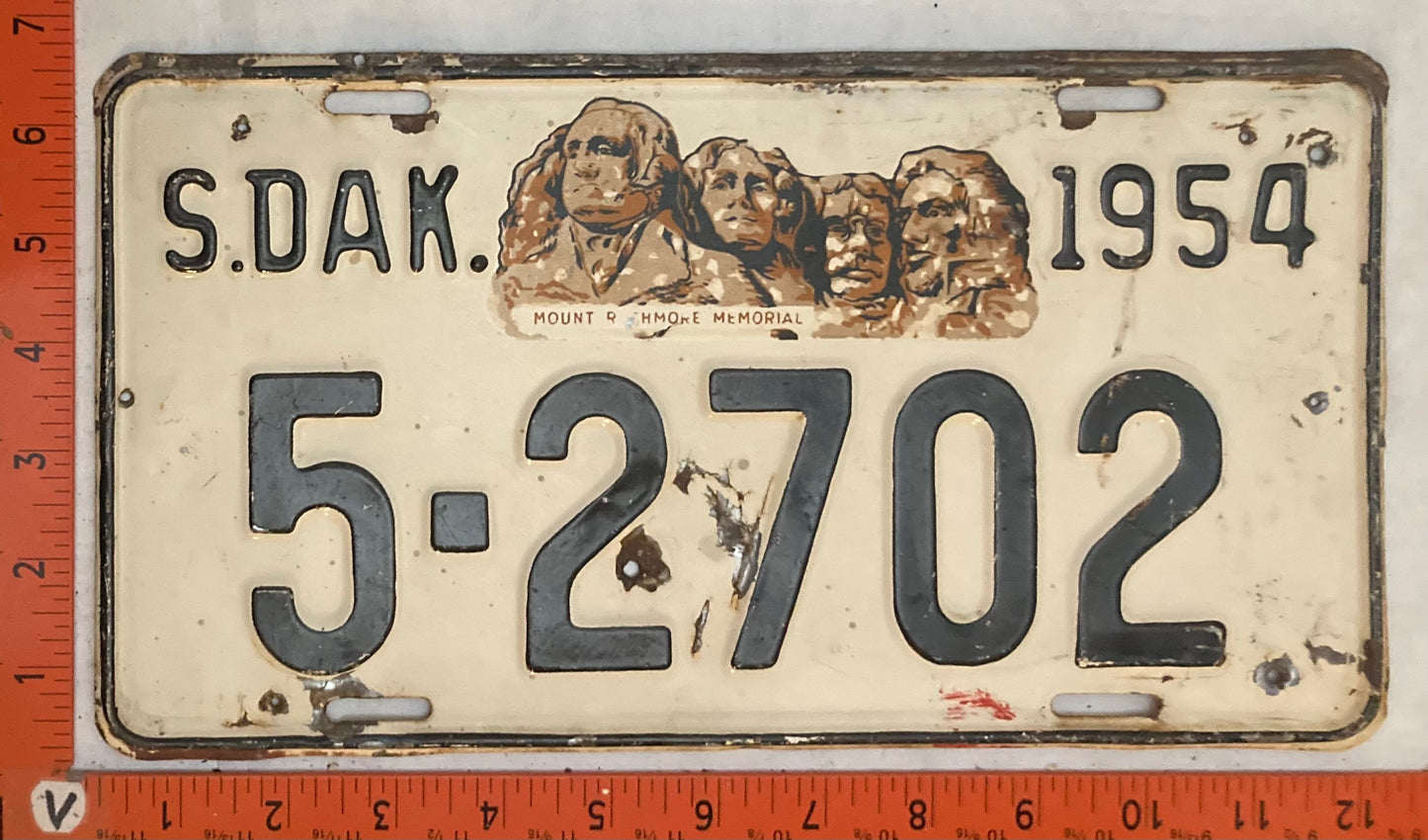 1954 South Dakota #5-2702 Passenger License Plate