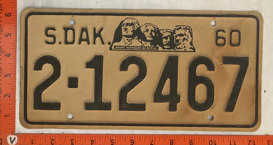 1960 South Dakota #2-12467 Passenger License Plate