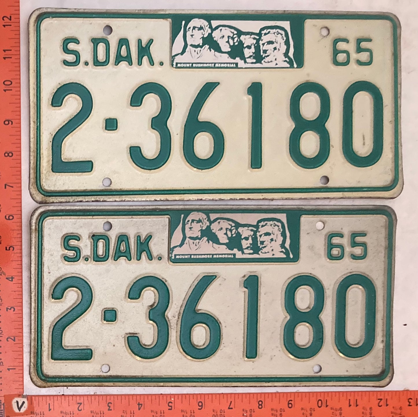 1965 South Dakota #2-36180 Passenger License Plate (Pair)