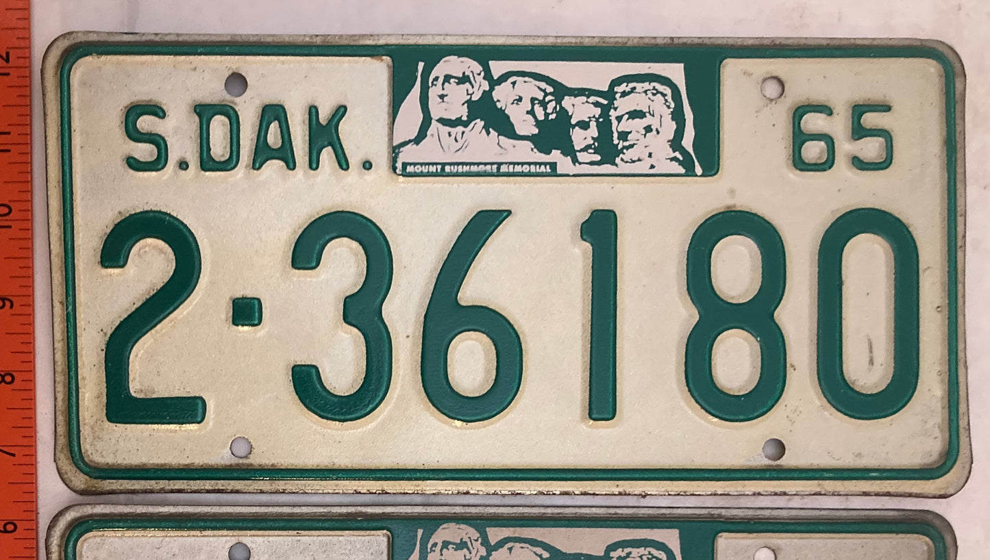 1965 South Dakota #2-36180 Passenger License Plate (Pair)