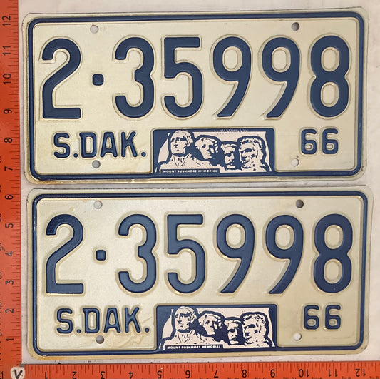 1966 South Dakota #2-35998 Passenger License Plate (Pair)