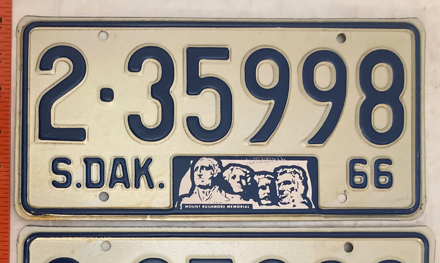 1966 South Dakota #2-35998 Passenger License Plate (Pair)