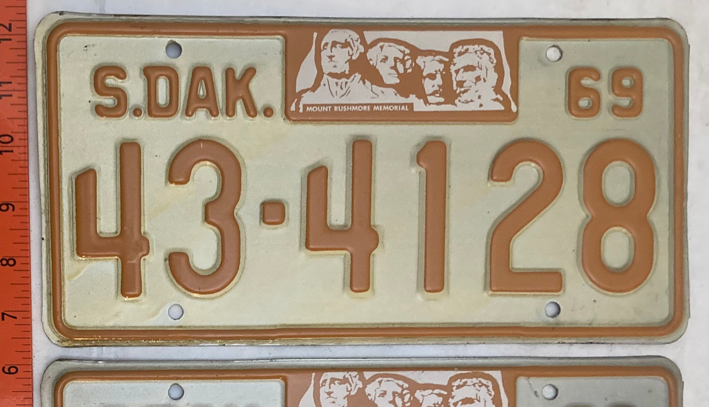 1969 South Dakota #43-4128 Passenger License Plate (Pair)