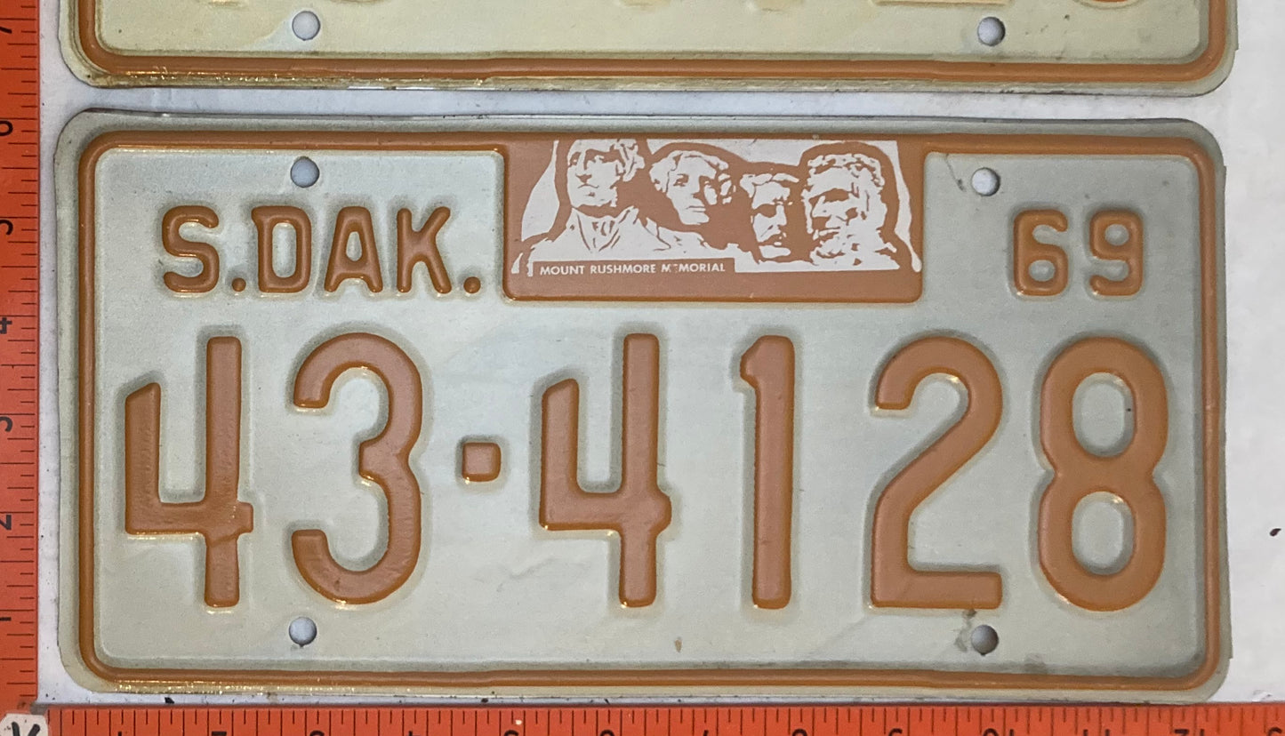 1969 South Dakota #43-4128 Passenger License Plate (Pair)