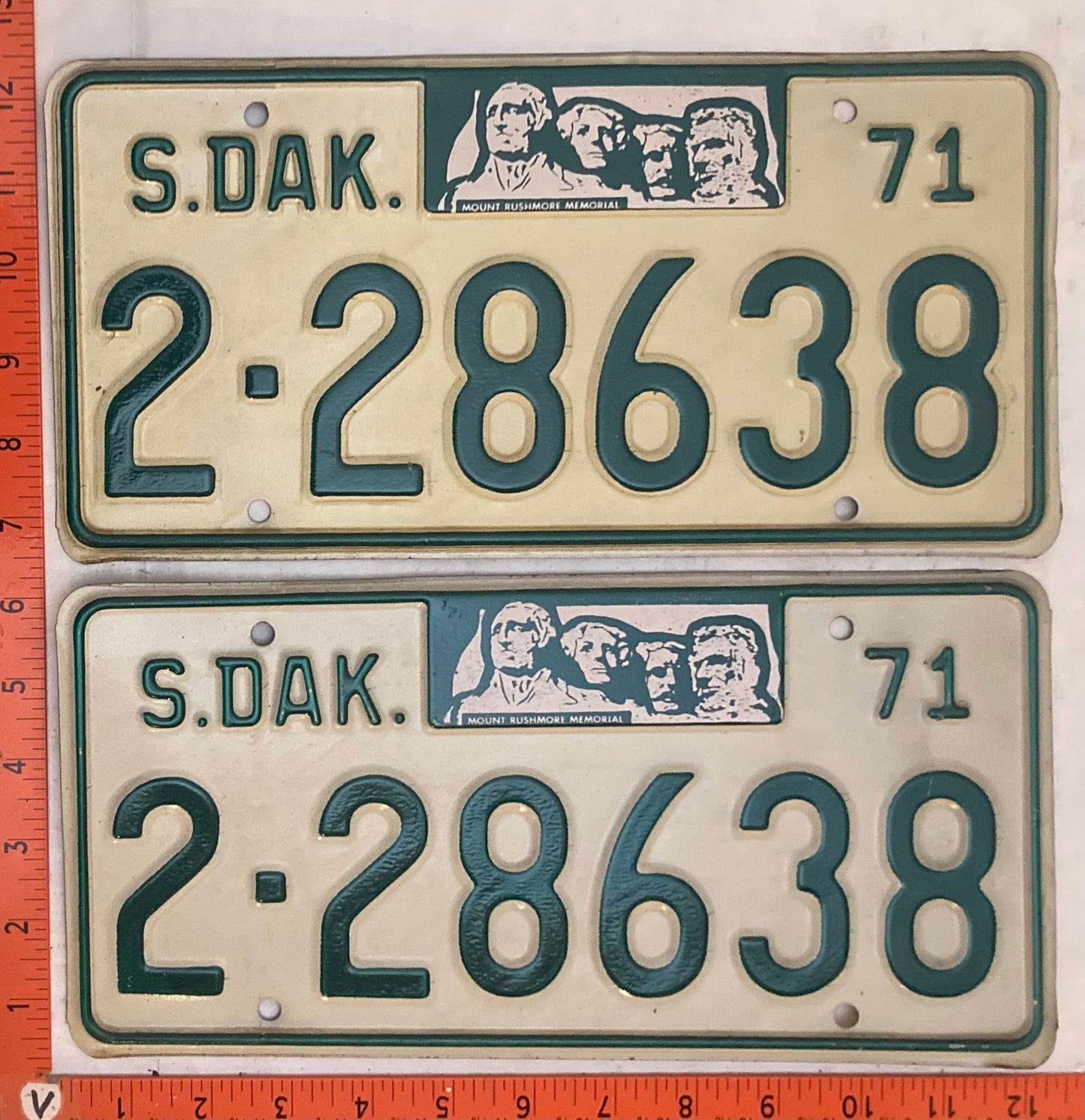 1971 South Dakota #2-28638 Passenger License Plate (Pair)