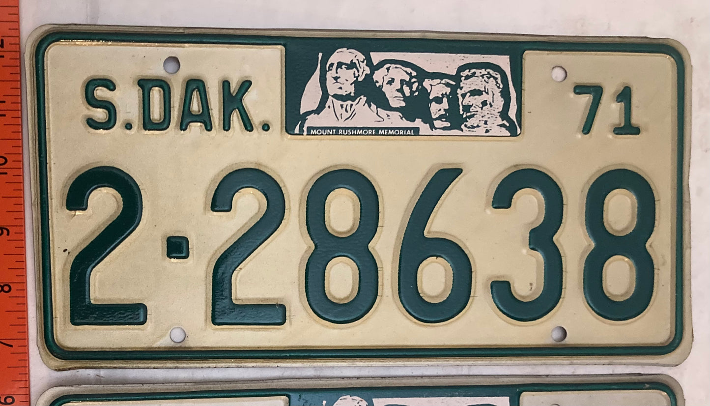 1971 South Dakota #2-28638 Passenger License Plate (Pair)