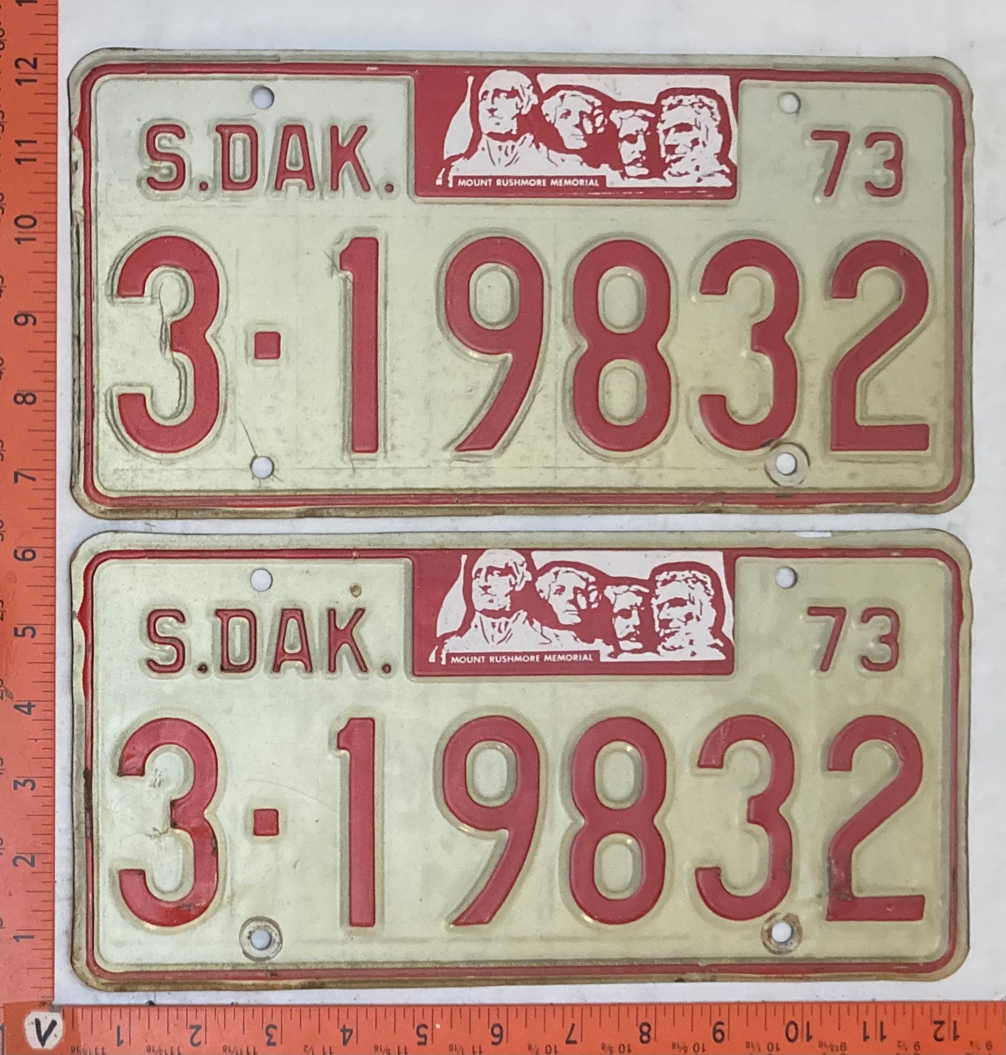 1973 South Dakota #3-19832 Passenger License Plate (Pair)