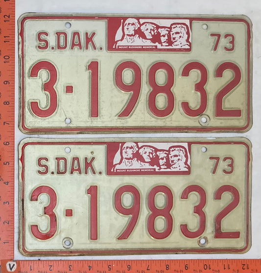 1973 South Dakota #3-19832 Passenger License Plate (Pair)