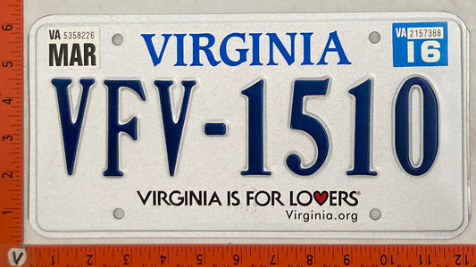2016 Virginia #VFV-1510 Passenger License Plate