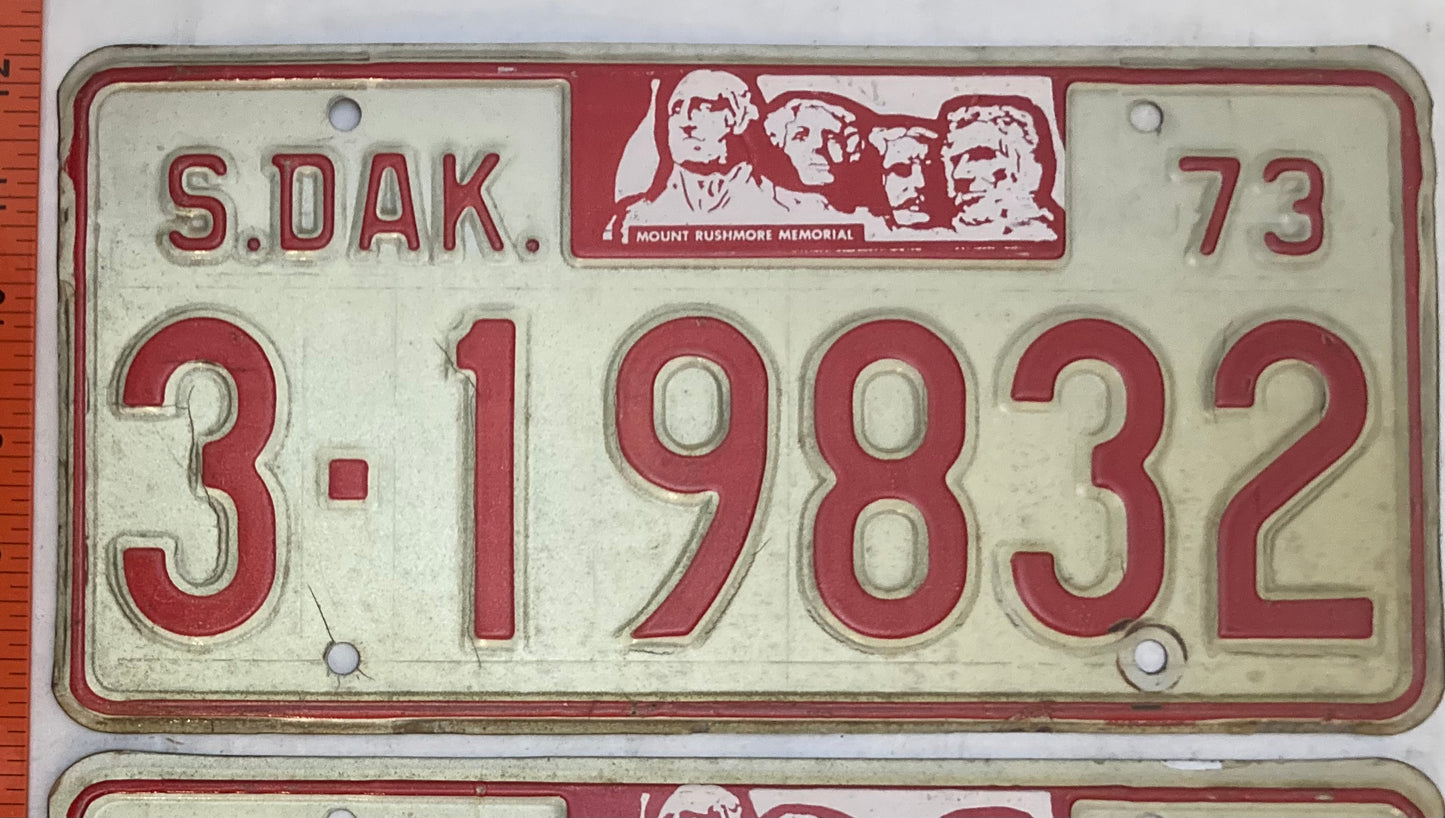 1973 South Dakota #3-19832 Passenger License Plate (Pair)