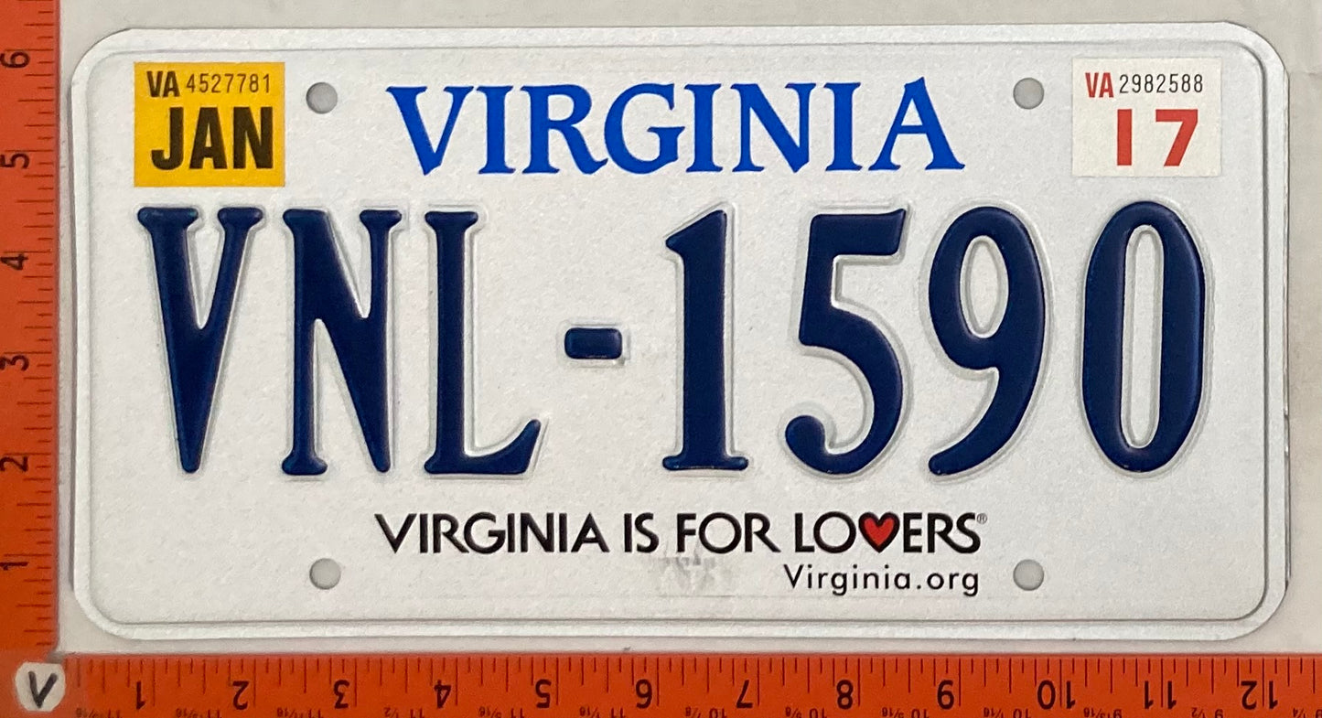 2017 Virginia #VNL-1590 Passenger License Plate