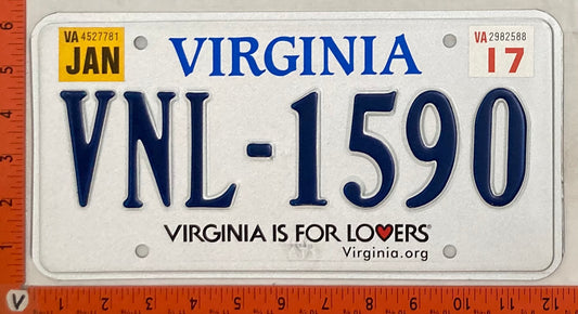 2017 Virginia #VNL-1590 Passenger License Plate