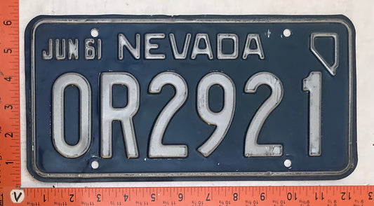1961 Nevada #OR2921 Passenger License Plate