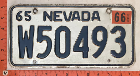 1966 Nevada #W50493 Passenger License Plate