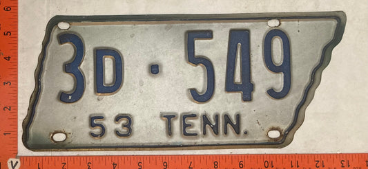 1953 Tennessee #3D - 549 Passenger License Plate