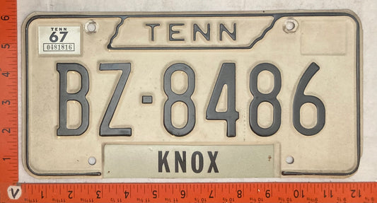 1967 Tennessee #BZ-8486 Passenger License Plate