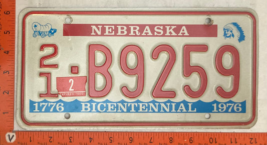 1977 Nebraska #2/1 - B9259 Passenger License Plate